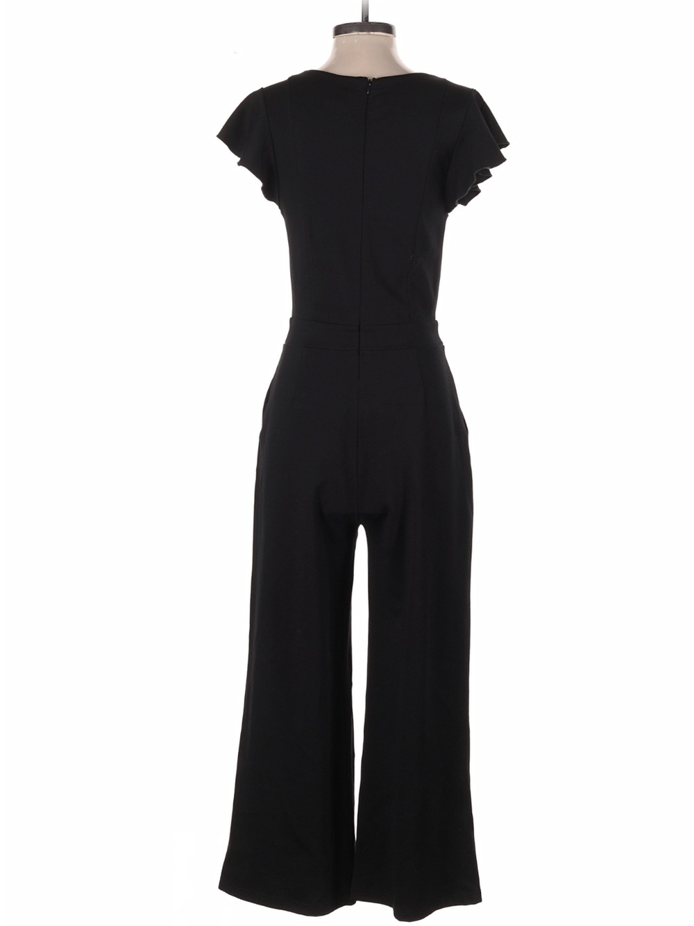 Evereve Black Midi Jumpsuit Dress with Ruffle Sleeves - Picture 6 of 7